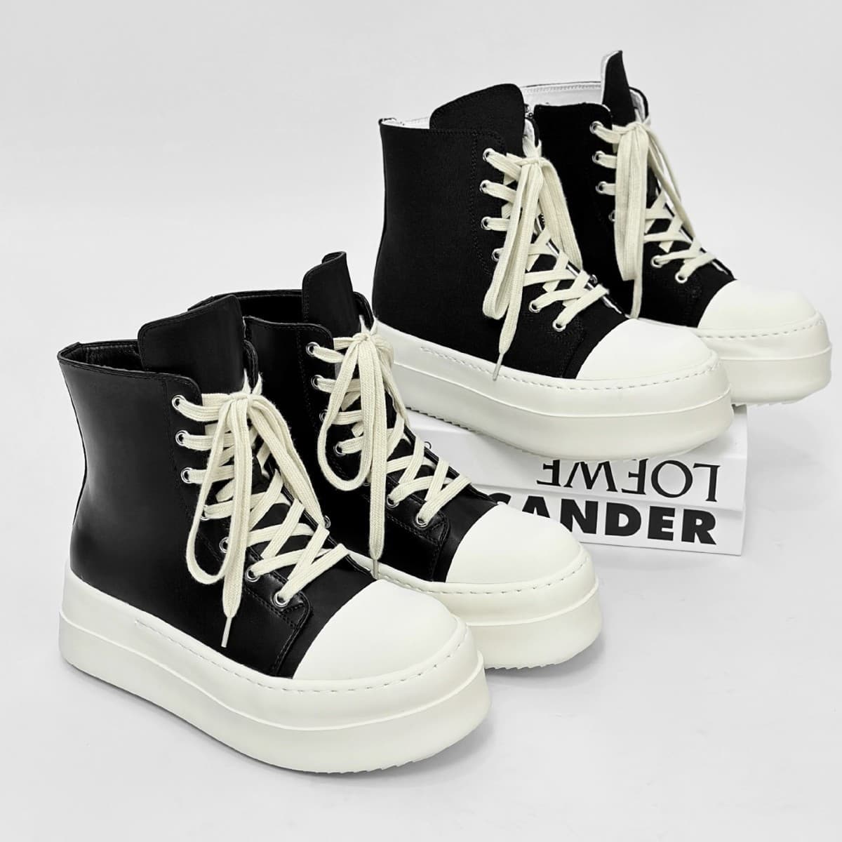 Height Increasing Platform Thick Sole High-Top Sneakers Men's Zipper Couple Canvas Martin Boots American High Street Motorcycle Derby Boots Women