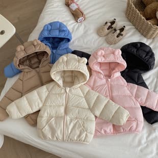 Kids Lightweight Down Cotton Jacket Baby Short Padded Coat Boys Girls Hooded Cotton Wear Toddler Infant Stylish Outerwear Trend