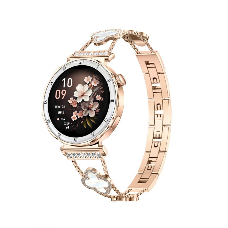 i222 Smart Watch AMOLED Women's Watch Bluetooth Call Blood Oxygen Blood Pressure Heart Rate Sleep Multi-Sport Pink Gold