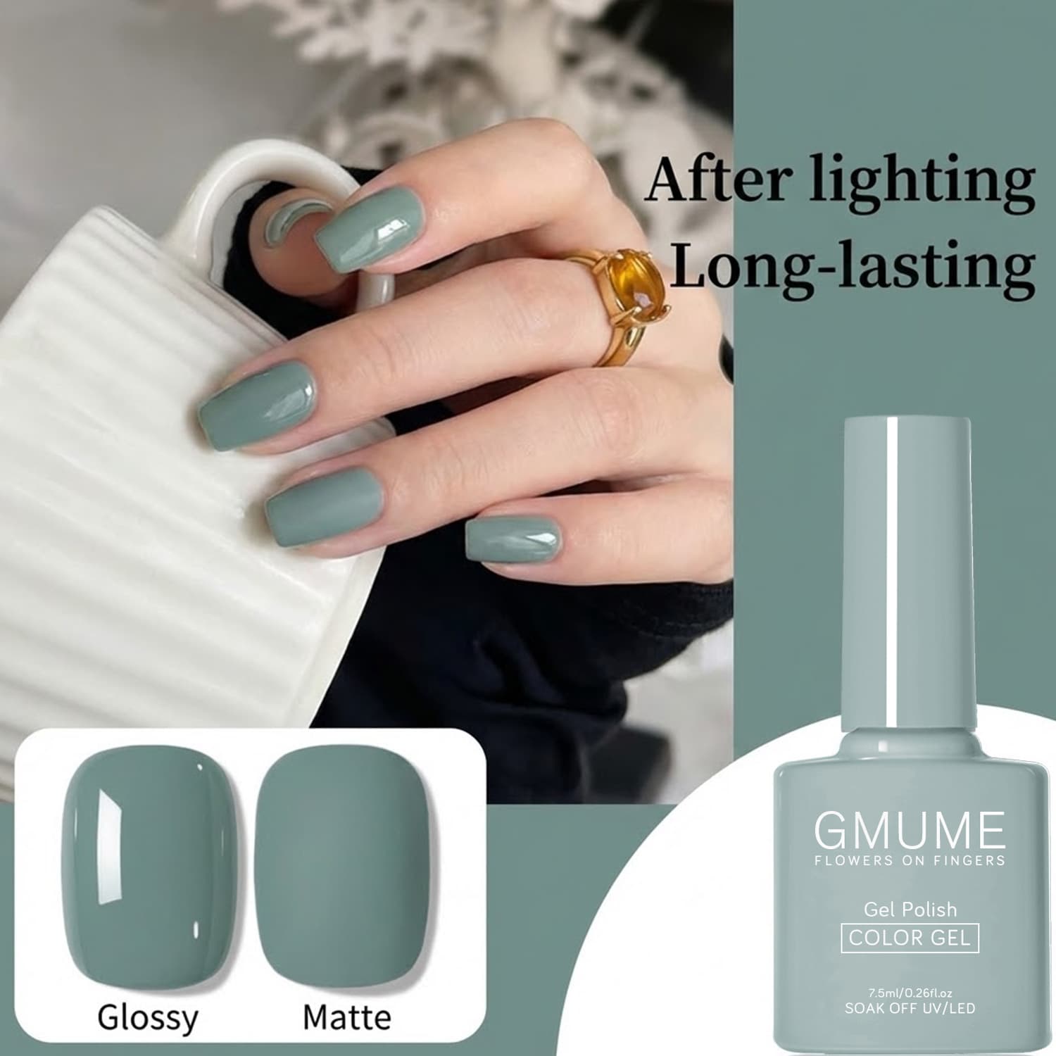 Cross-border Best-selling Exclusive Color Bottle Gel Polish, Gray-Green Premium Gray Spring/Summer Best-selling Trendy Nail Polish for Nail Salons