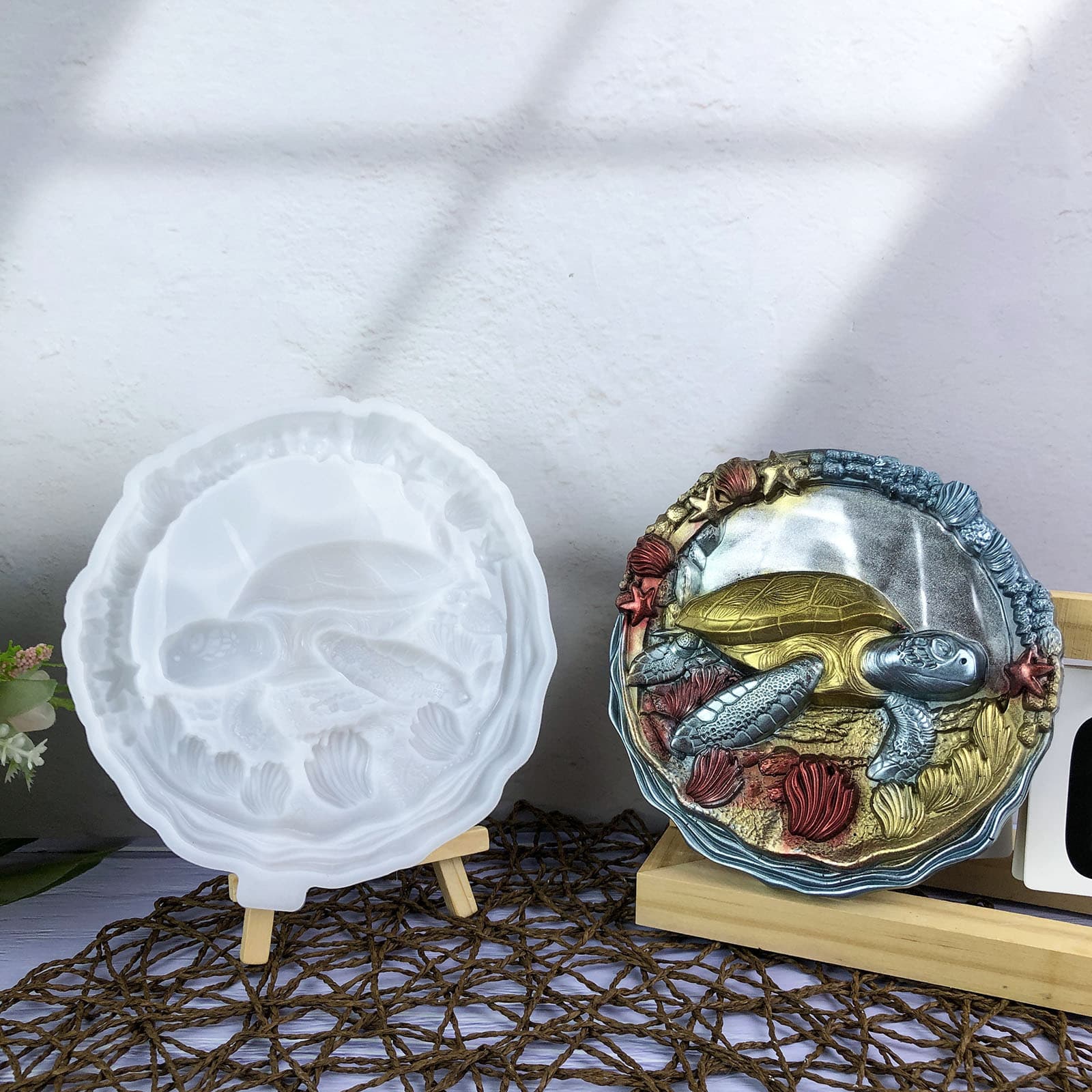 X0543 semi-three-dimensional turtle decoration mold, wall hanging DIY silicone mold