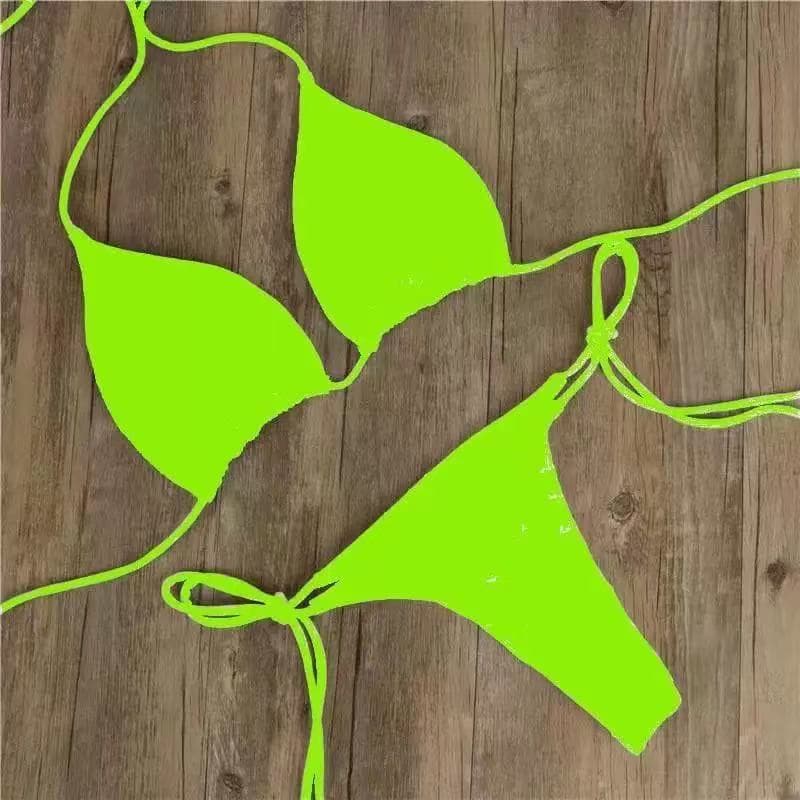 Bikini Sexy Push-Up Triangle Swimsuit with Halter Neck and Adjustable Straps