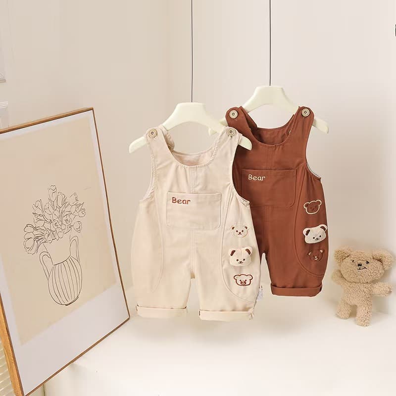 Baby Boys Summer New Overalls Cute Cartoon Bear Fun Play Overalls Casual Versatile One-Piece Pants