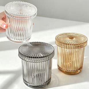 Vertical Ribbed Glass Cup, Trendy High-End Water Cup, Cotton Swab Jar, Restaurant Tea Cup, Home Use Beverage Coffee Cup, Mouthwash Cup