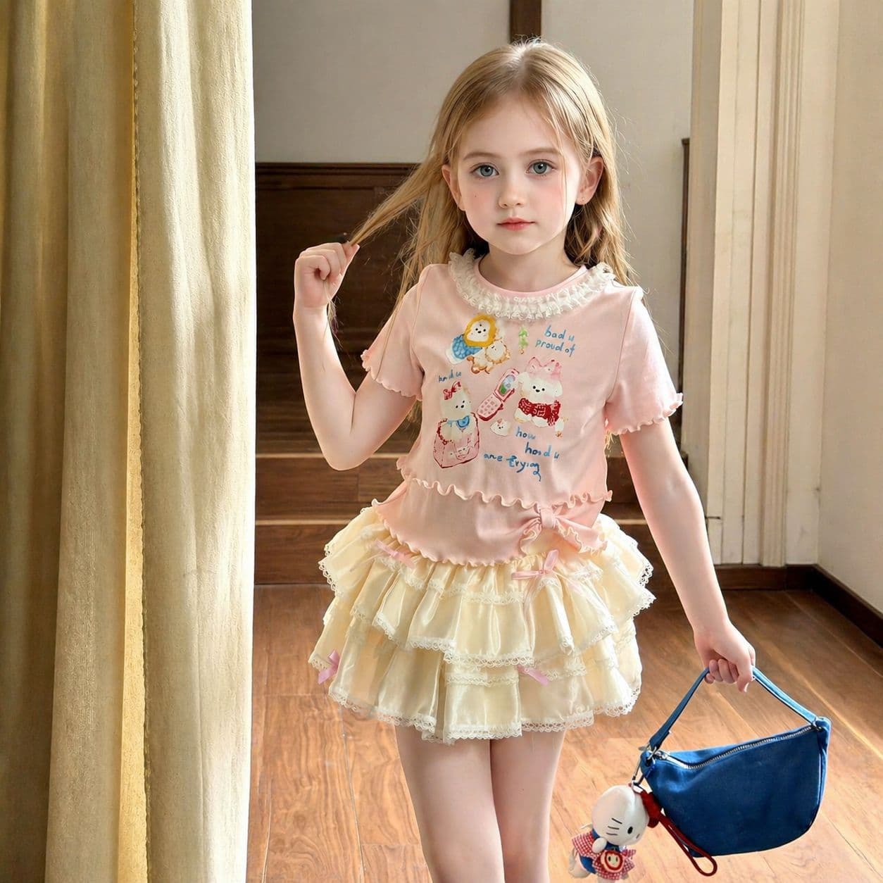 Girls' Short-Sleeved T-Shirt Children's Clothing 2026 Summer New Style Fashionable Kids' Printed T-Shirt Cute Top Korean Style