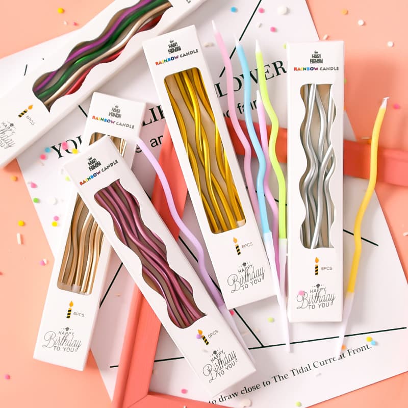 New Curved Birthday Candle Cake Decoration Insert Ornament Birthday Party Baking Multicolor Spiral Candle