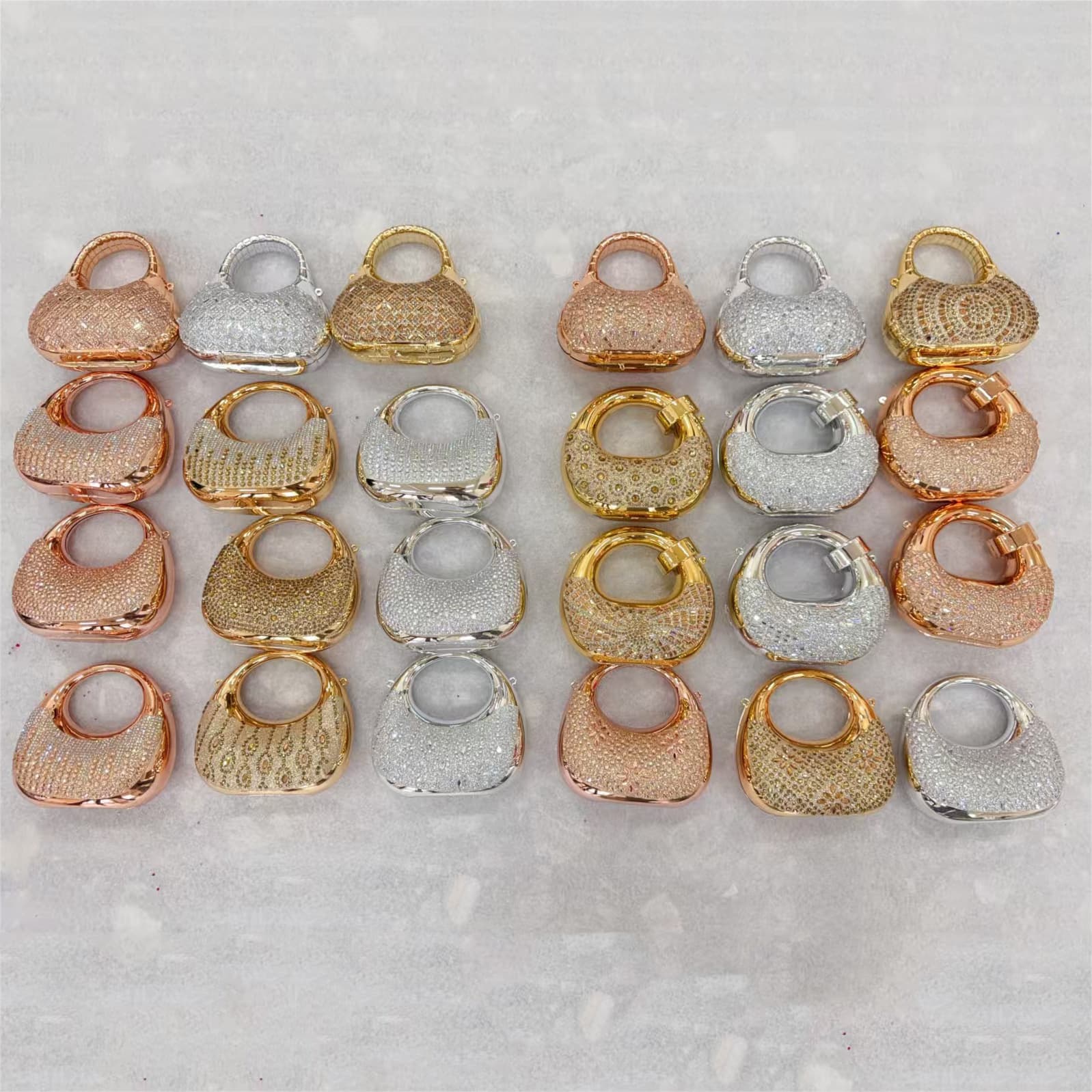 New Cross-Border Wholesale Evening Bag Women Rhinestone Mini Crescent Acrylic Clutch Simple Versatile Evening Bag