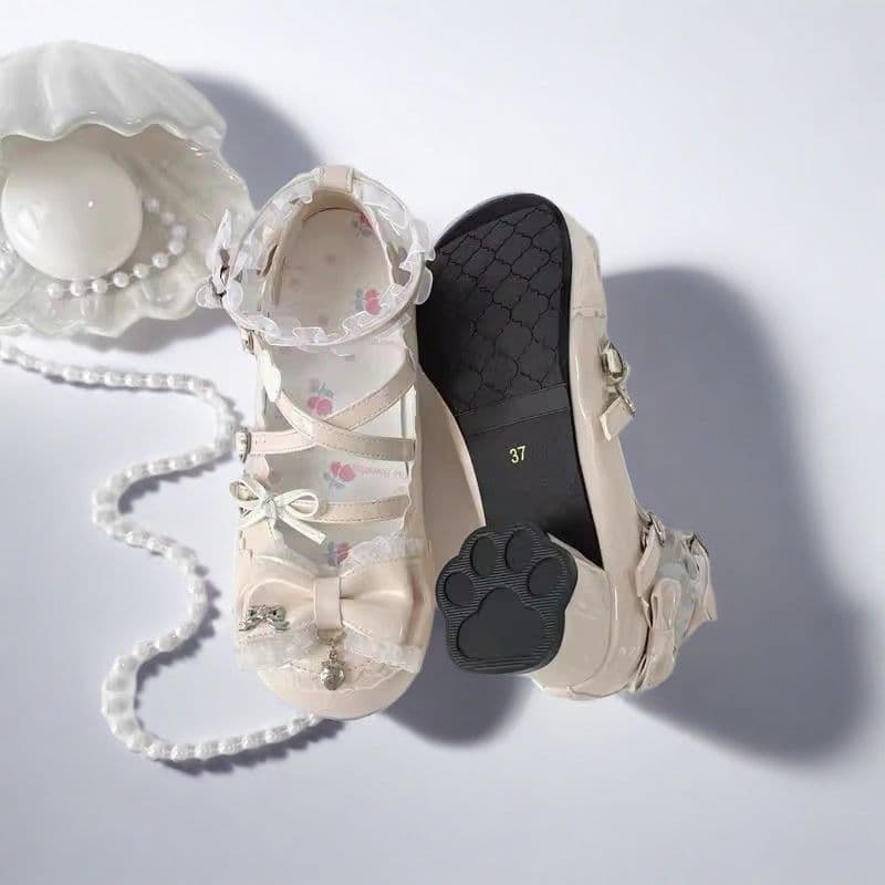 Meow~ Soft Cute Cat Paw 2025 New Lolita Shoes Bow Cute Lolita Lace Sweet Girl