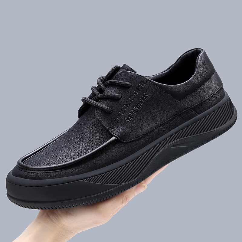 New Summer Hollow Men's Leather Shoes, Breathable Business Casual Thick Sole, Trendy Dress Shoes, Order by Secret Code