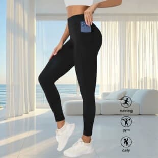 In Stock Amazon Bestseller European-American Leggings Running Sports Fitness Pants Side Pocket Sports Yoga Pants