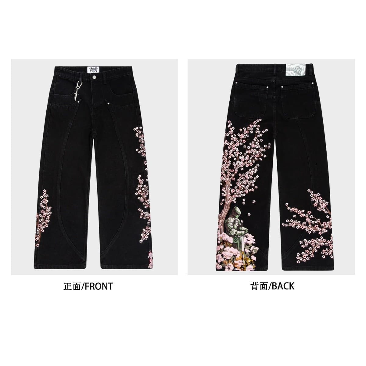 Amazon EU/US Cross-Border Bestseller Printed Streetwear American Retro Hip-Hop Wide Letter Men's and Women's Denim-Like Jeans