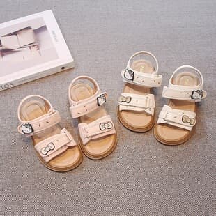 Girls Fashion Little Chanel Style Open-Toe Sandals 2026 Summer New Children Cat Butterfly Bow Medium Big Kids Beach Shoes