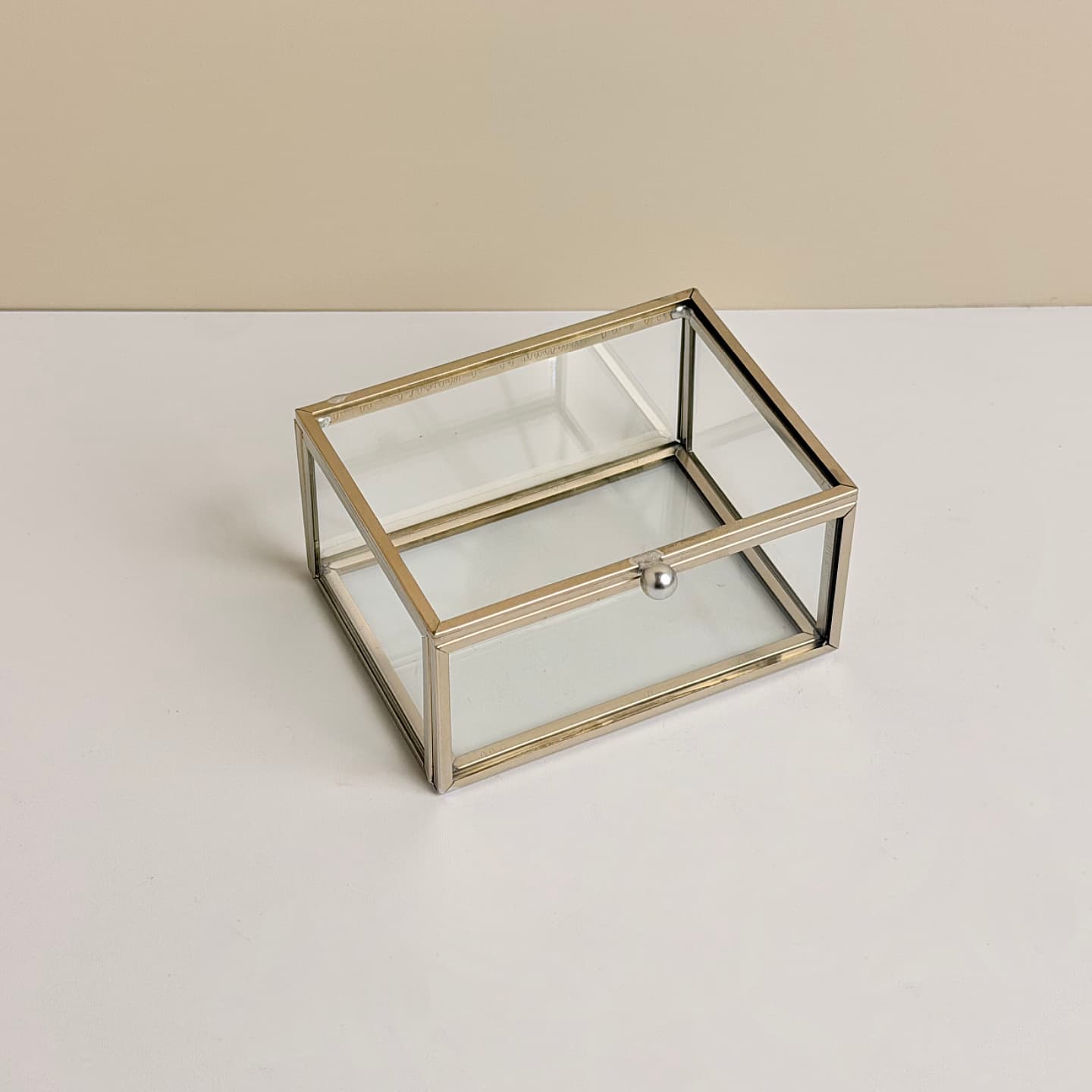 Factory Wholesale Rectangular Geometric Glass Flower House Copper Strip Preserved Flower Box Lid-Open Jewelry Storage Box Ring Box