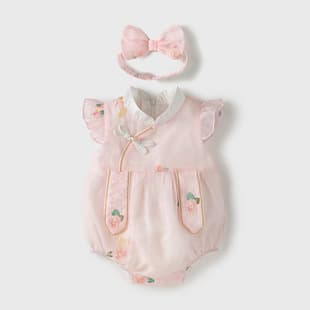 Baby Summer Bodysuit Romper for Girls, Chinese Style New Hanfu, Going-Out Bodysuit