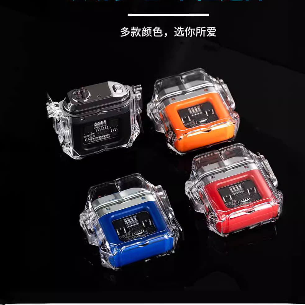 [Transparent Pulse] Type-C Rechargeable Waterproof Lighter with Dual Arc Windproof Outdoor Portable Gadget