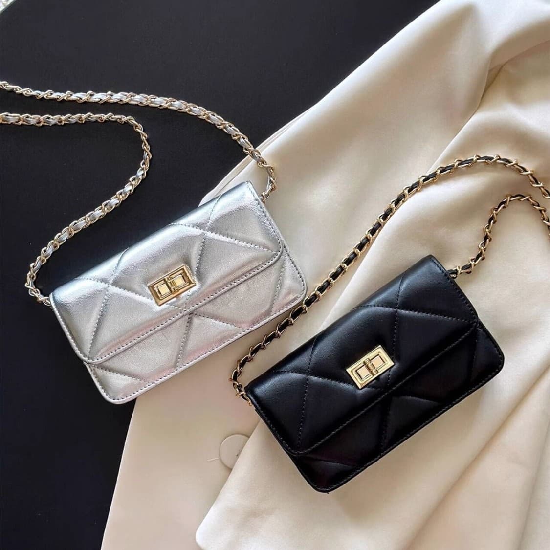 2025 spring and summer new popular small bag high-end chain small fragrant style rhombus crossbody bag single shoulder mini small square bag