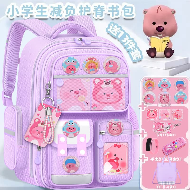 Beaver Ruby Schoolbag for Primary School Girls New One, Two, Three to Six Grade Boys Large Capacity Lightweight Backpack