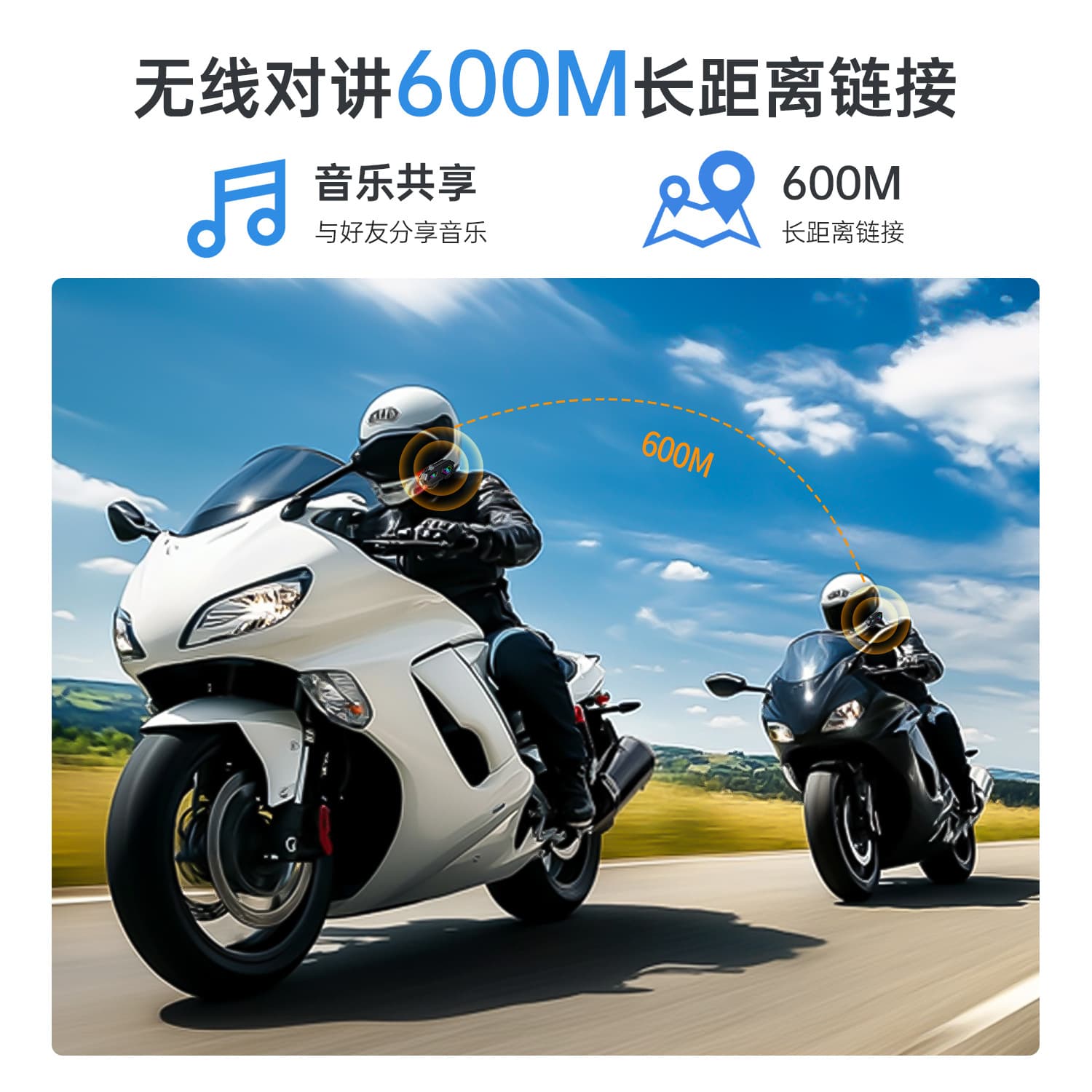 New Cross-Border Motorcycle Helmet Intercom Headset Waterproof Noise Reduction HD Camera Photo Long Battery Life Riding Headset