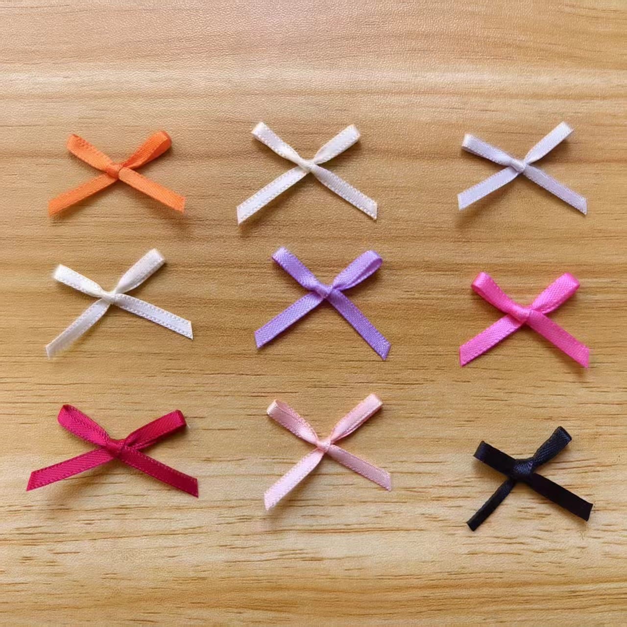 In-stock Wholesale 1mm Hand-tied Small Bow Polyester Ribbon Gift Box Decoration Satin Weaving Bow Trim Accessories