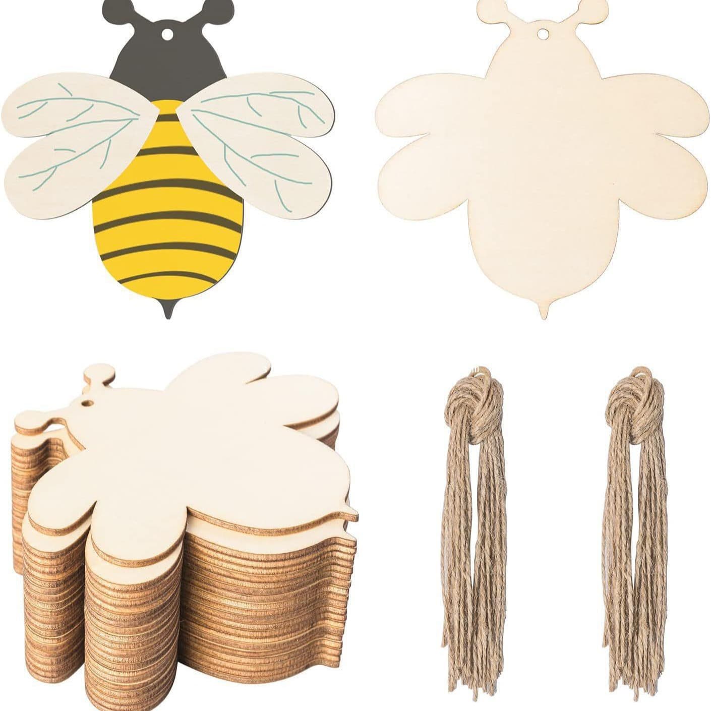 Unfinished Wooden Blank Bee Squirrel Dragonfly Penguin Shark White Wood Slice DIY Animal Wood Craft Material