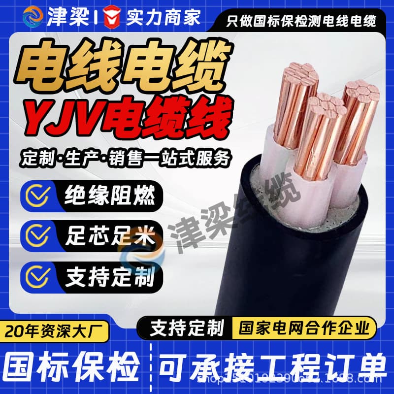 Factory Flame Retardant YJV National Standard Pure Copper Cable 3/4/5 Core 4/6/10 sqmm Insulated Wire Socket Power Cord