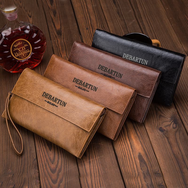 Men's Long Zipper Flap Wallet Youth Fashion Clutch Business Leather Wallet