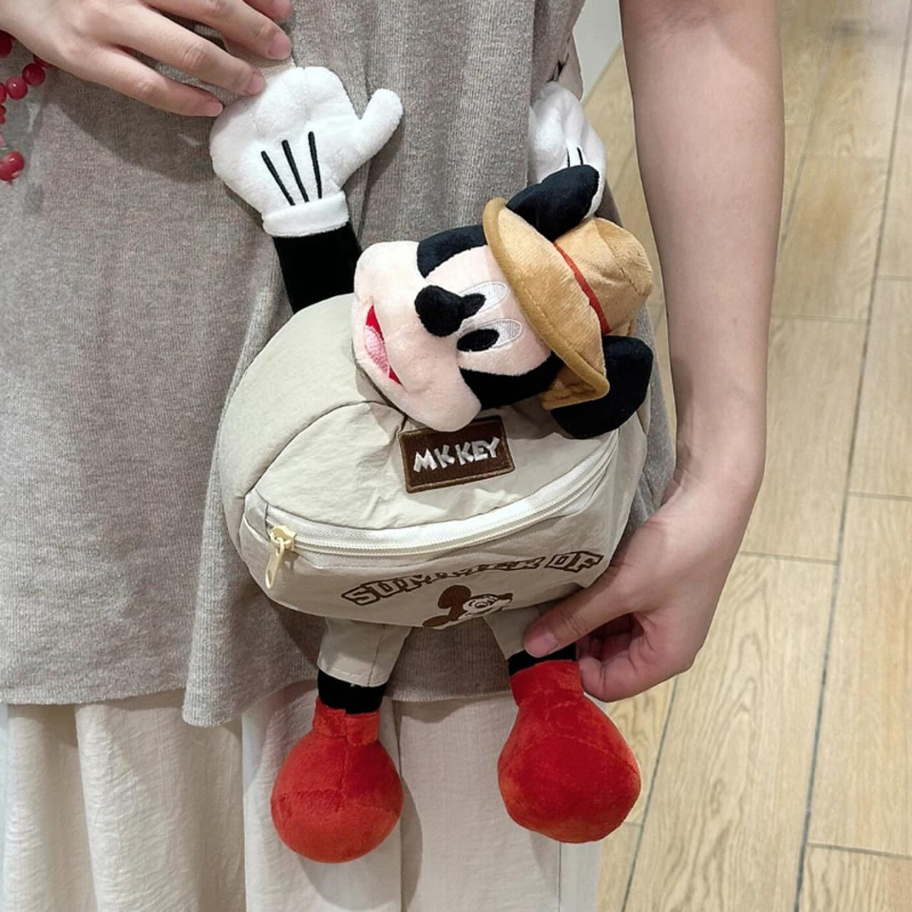Kids' Cute Mouse Bag Cartoon Crossbody Bag Trendy Shoulder Bag Canvas Backpack for Girls, Outdoor Camping Style
