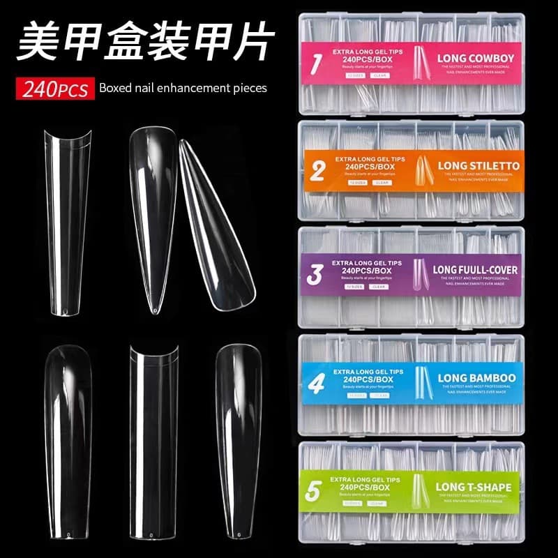 Transparent 3XL Nail Tips French Style Long Cowgirl False Nails Full Cover False Nails Super Long Nail Tips Box Set of 240