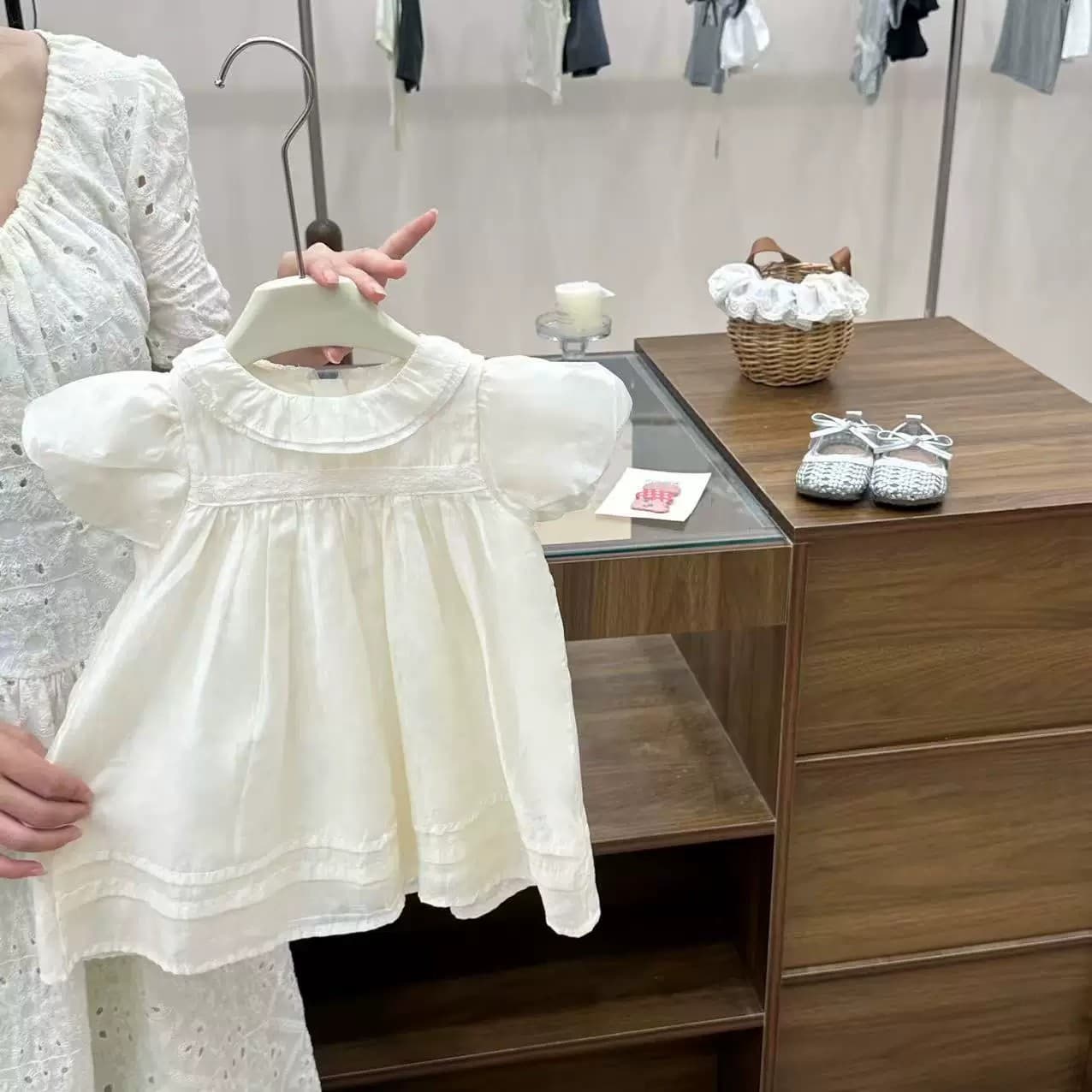 Girls Sweet Style Doll Collar Dress 2026 Summer New Bubble Sleeve Princess Dress Birthday Party Dress