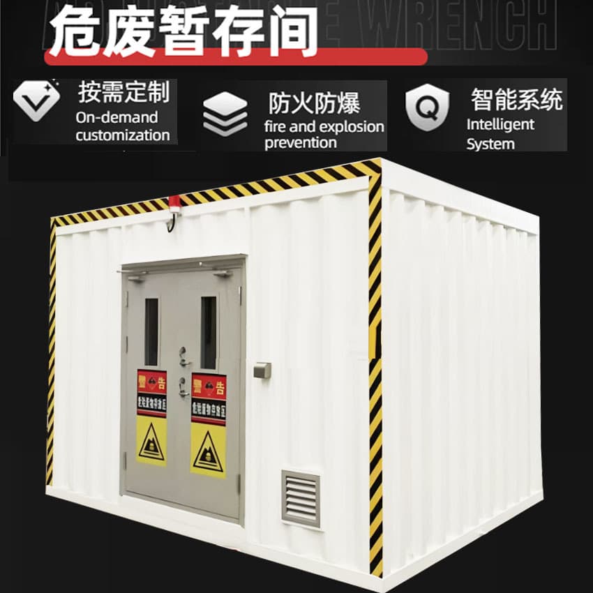 Hazardous chemical explosion-proof containers, hazardous waste liquid warehouses, temporary storage rooms, temporary storage cabinets, mobile warehouses, and hazardous waste containers.