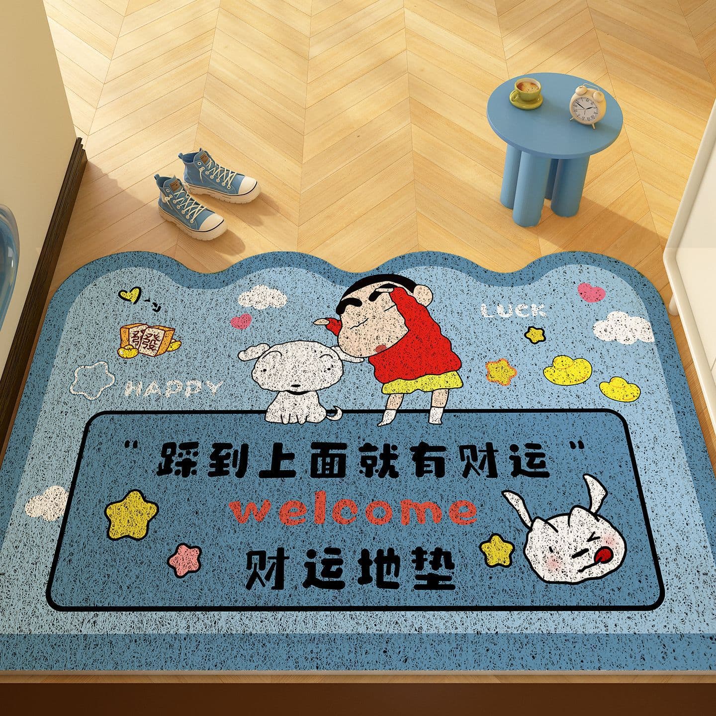 Cartoon Shin-Chan Silk Loop Floor Mat for Entrance Door, Dirt-Scraping and Wear-Resistant Doormat for Hallway, Can Be Cut to Size, Non-Slip Mat, Available for Dropshipping