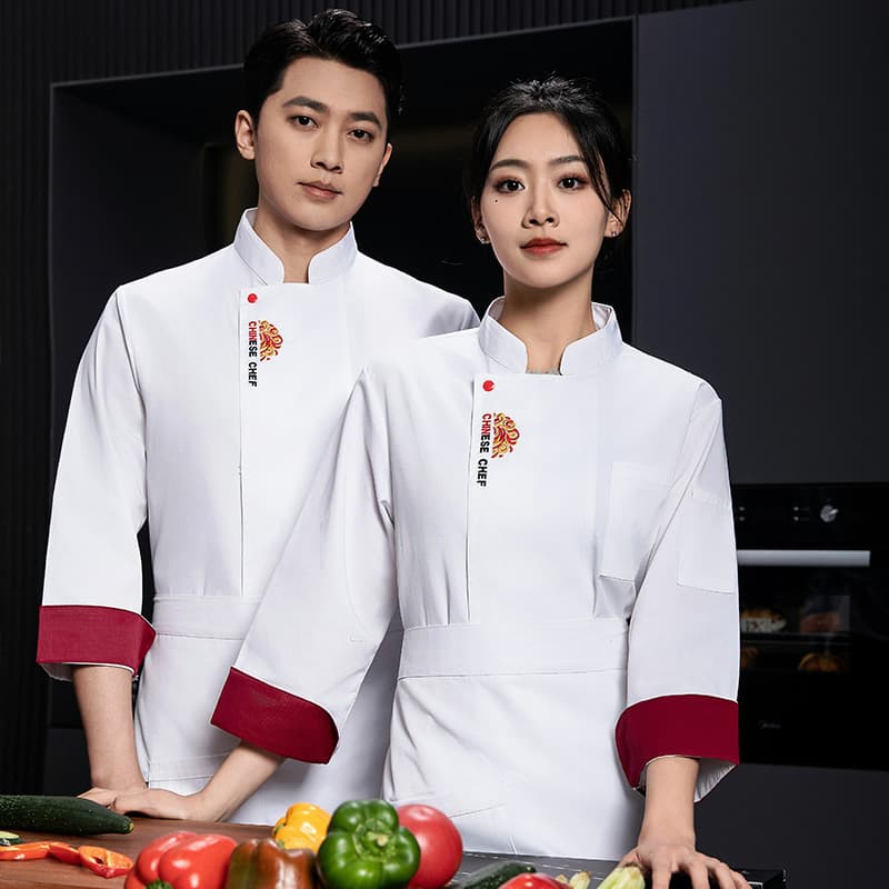 Hotel Chef Workwear Men's Long Sleeve Kitchen Restaurant Cafeteria Hotel Chef Uniform Women