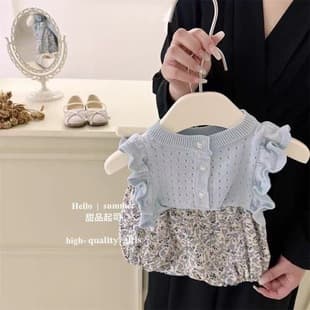 Girls Summer Outfit Set 2025 New Fashionable Baby Girls Sleeveless Vest Floral Print Shorts Stylish Set
