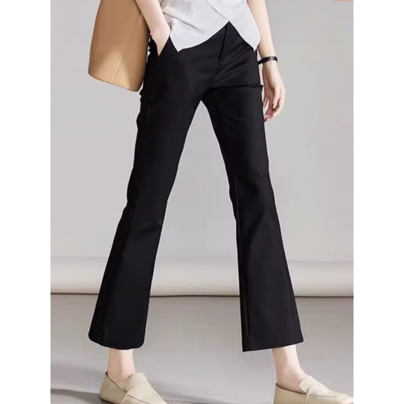 Suoxi 2026 Spring New Flared Pants, Slimming, Skin-Friendly, Commute Casual, Ankle-Length Flared Trousers for Women, Black, Leg-Lengthening