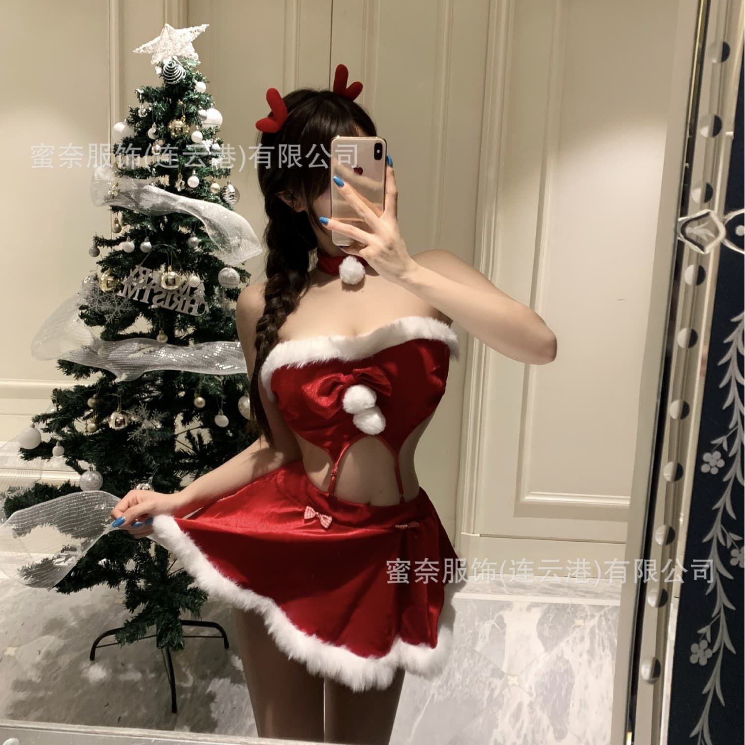 Minai Christmas sexy lingerie sexy pure lust sexy clothes red uniform pajamas suit temptation qqny female suit