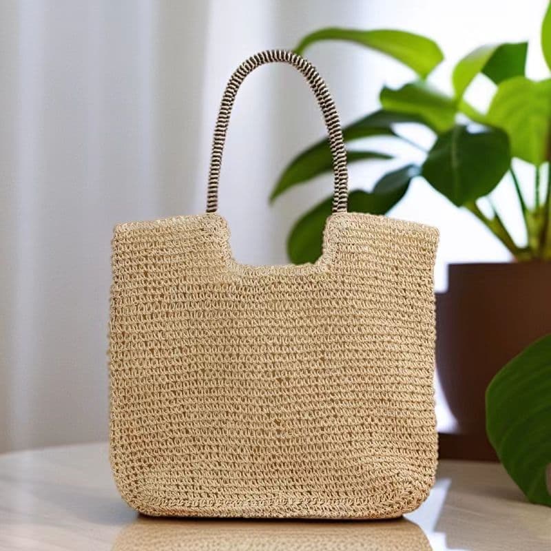 Wholesale Straw Woven Bags for Summer Beach, Forest Style, Solid Color, Large Capacity, Simple and Versatile, Suitable for Commuting and Beach Storage