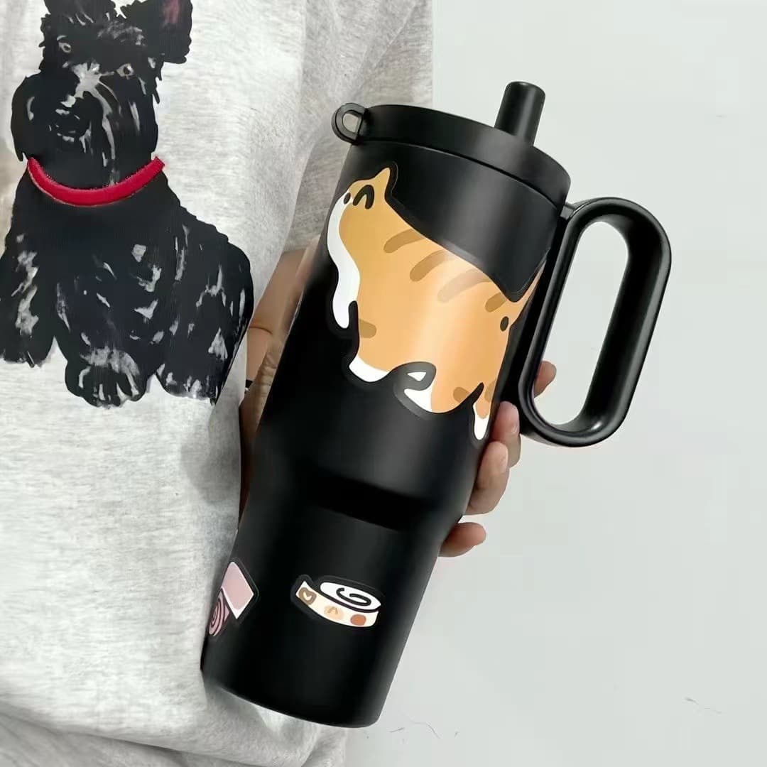 Factory Direct Dusk Insulated Ice Retention Cup Large Capacity Straw Cup Office Tumbler with Handle Giant Ice Boss Cup