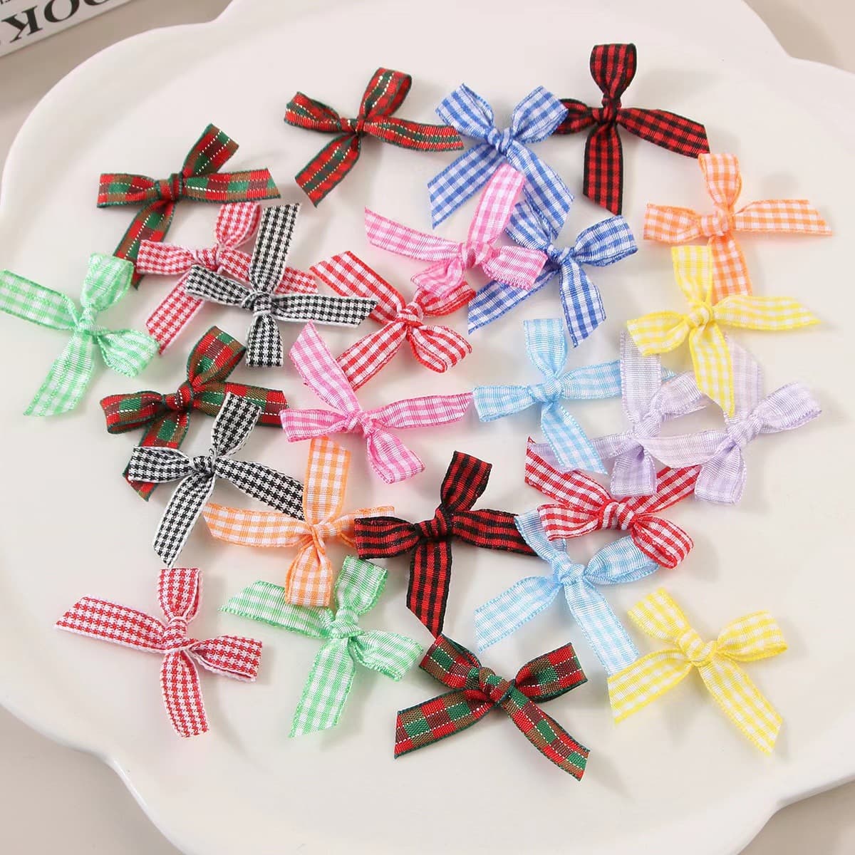 Checked Houndstooth Small Butterfly 4.5CM Bow Decoration Wide Finished Girly Gift Accessories Handmade DIY Materials