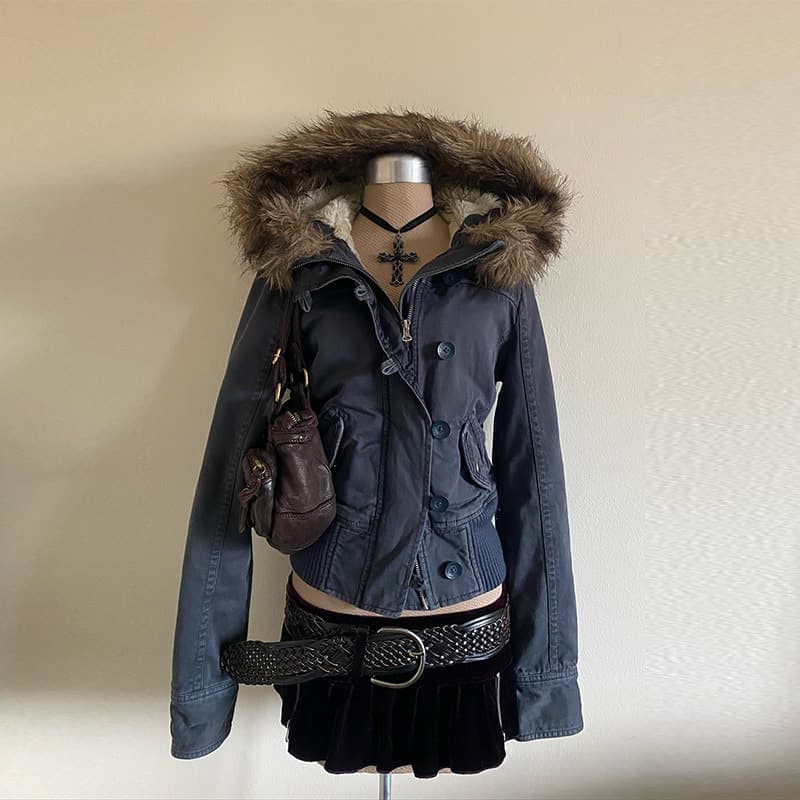 Early Autumn American Retro Detachable Fur Collar Short Denim Jacket for Women, Fashionable and Versatile, European and American Trendy Style