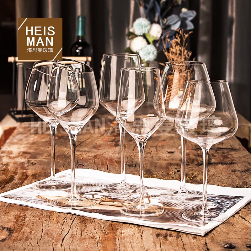 Light luxury crystal tall glass large capacity transparent red wine glass ins white wine glass handmade burgundy cup
