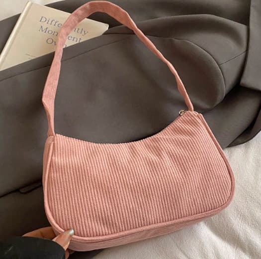 New Corduroy Women's Bag Spring Summer Underarm Bag Simple Versatile Trendy Baguette Bag Shoulder Handbag Baguette Bag