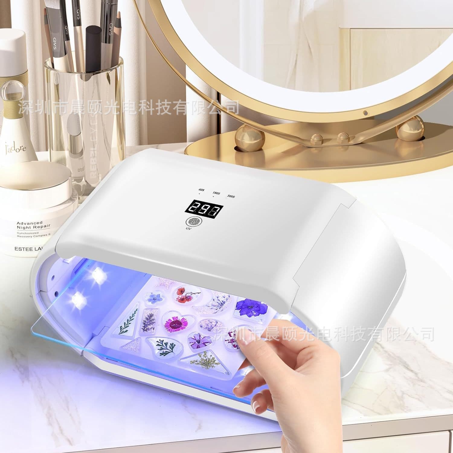 100W Double Layer UV Glue DIY Crystal Resin Craft Curing Lamp, Foldable 10S Quick-Dry Wearable Nail Lamp