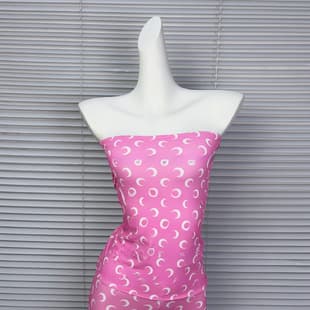 marin*e New Pink Moon Print Short Sleeve T-Shirt 26 Summer New Color Stretch Crew Neck Base Layer Camisole Tube Top