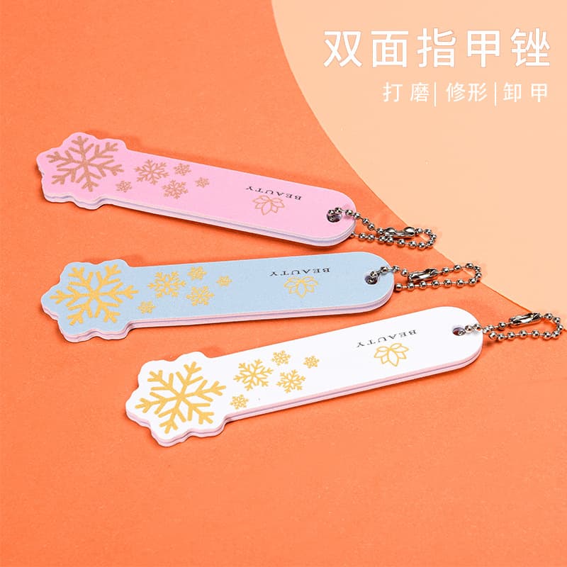 Factory wholesale nail file, manicure stick with glass bead chain, mini hot stamping printed nail file