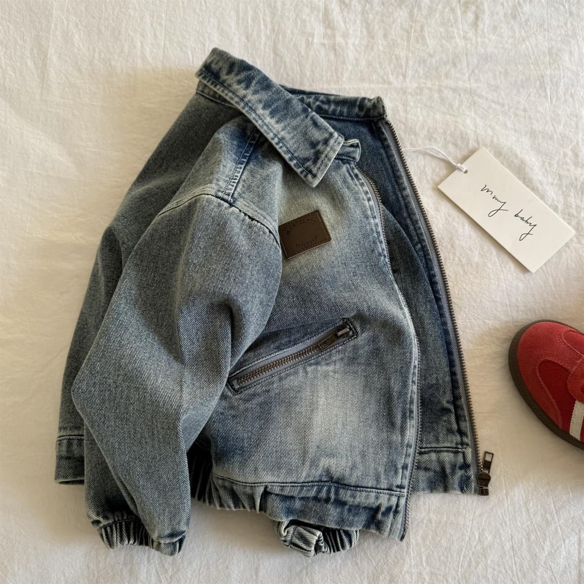 Children's Denim Jacket 2025 Spring/Autumn Japanese Style Denim Jacket for Boys and Girls, Toddler Baby Fashionable Turn-Down Collar Top