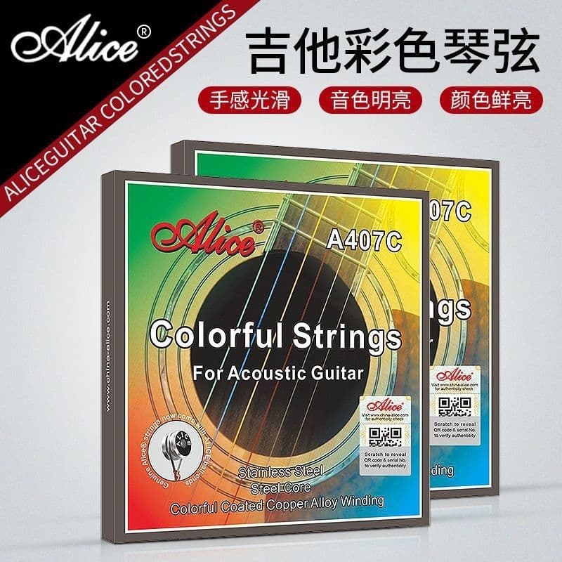 Alice Acoustic Guitar String Set A407C-SL 11-52 Ultra Light, Colored Coated Copper Alloy Folk Guitar
