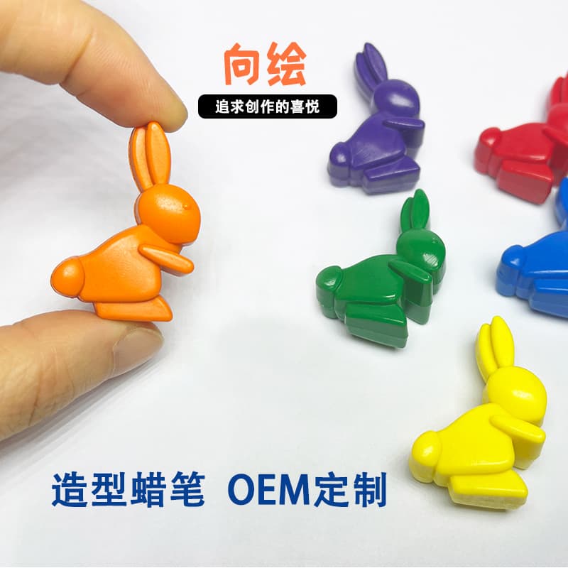 3D three-dimensional bunny non-dirty hand washable plastic modeling crayon children's non-toxic 24 colors kindergarten painting manufacturer
