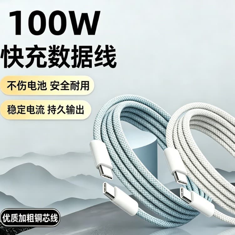 Double type-C nylon braided fast charging cable suitable for iPhone17 charging cable 100W Apple fast charging data cable