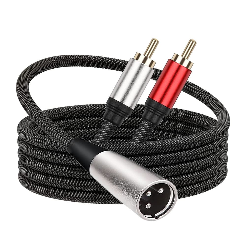 New 3-Pin XLR Male to Dual RCA Audio Cable for Microphone Mixer Connection