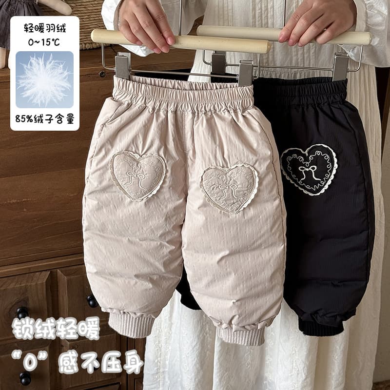 2025 New Winter Baby Down Pants Infant Casual Long Pants Girls Warm Stylish Cartoon Loose Pants Class A